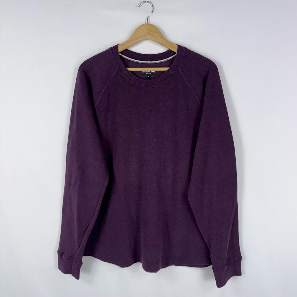 NWOT American Giant French Rib Knit Long Sleeve Crew Sweater Large Grapeseed